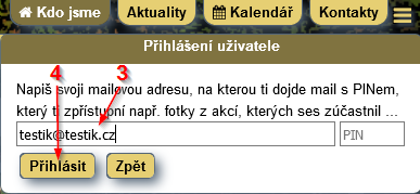 Kroky 3. až 4. pro přihlášení.